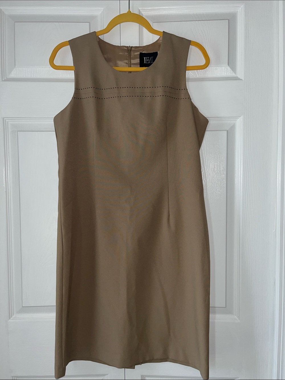 Classic Sleeveless Shift Dress in Tan